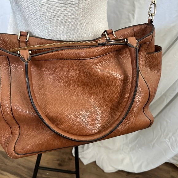 Tory Burch Serif T Cognac Tote Large Crossbody Strap and Top Handles - Picture 4 of 9